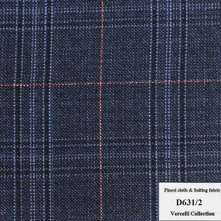 [Hết] D631/2 Vercelli CXM - Vải Suit 95% Wool - Xanh Dương Sọc